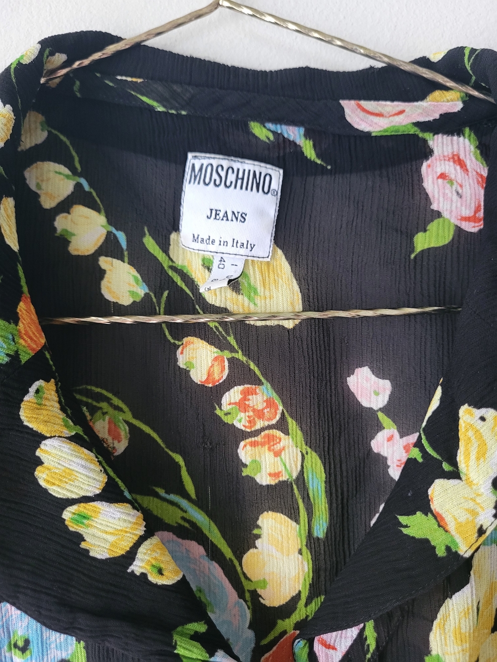 Moschino Black Floral Wilder Kind Short-Sleeve Sheer Airy Blouse - Picture 9 of 16